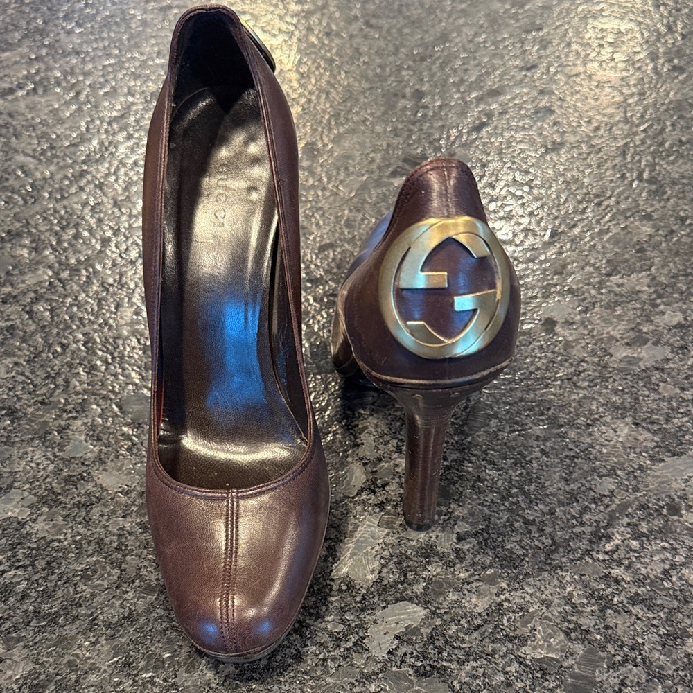 Gucci Women's Dark Brown Leather Heels